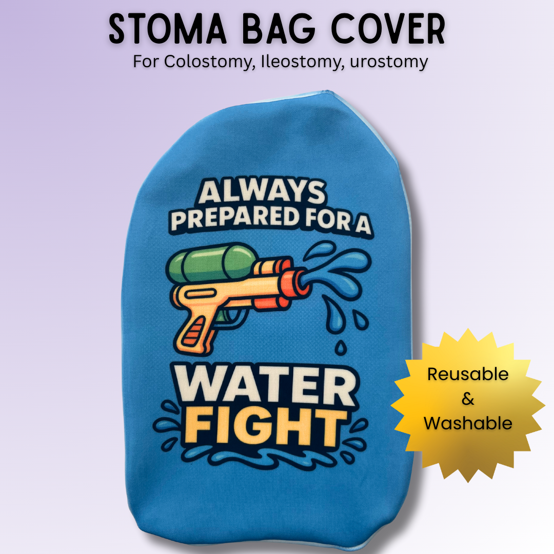 Playful Always Prepared For A Water Fight stoma bag cover for most colostomy, ileostomy & urostomy bags.