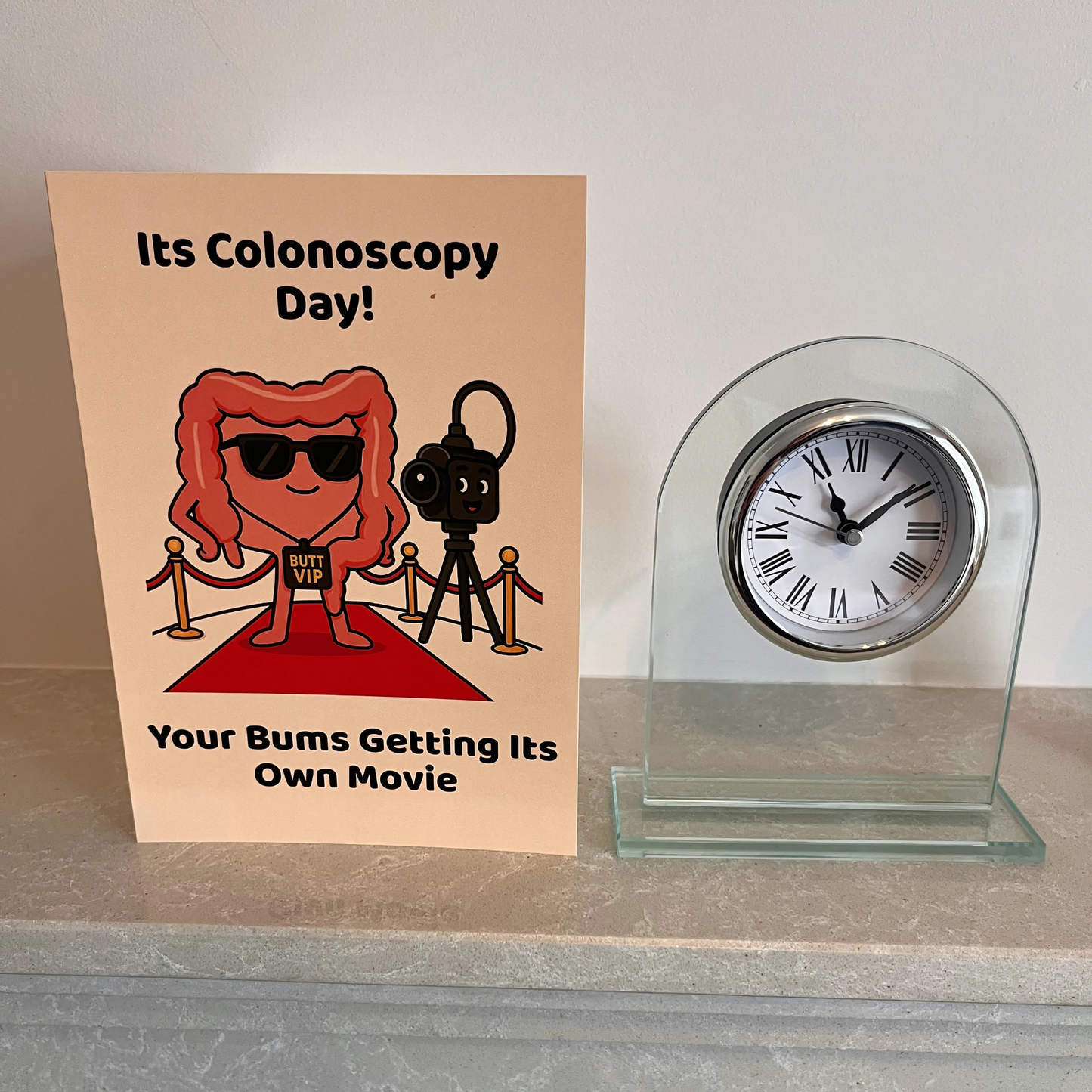 Funny Colonoscopy Card – “It’s Colonoscopy Day! Your Bum’s Getting Its Own Movie” | Humorous Surgery Greeting Card