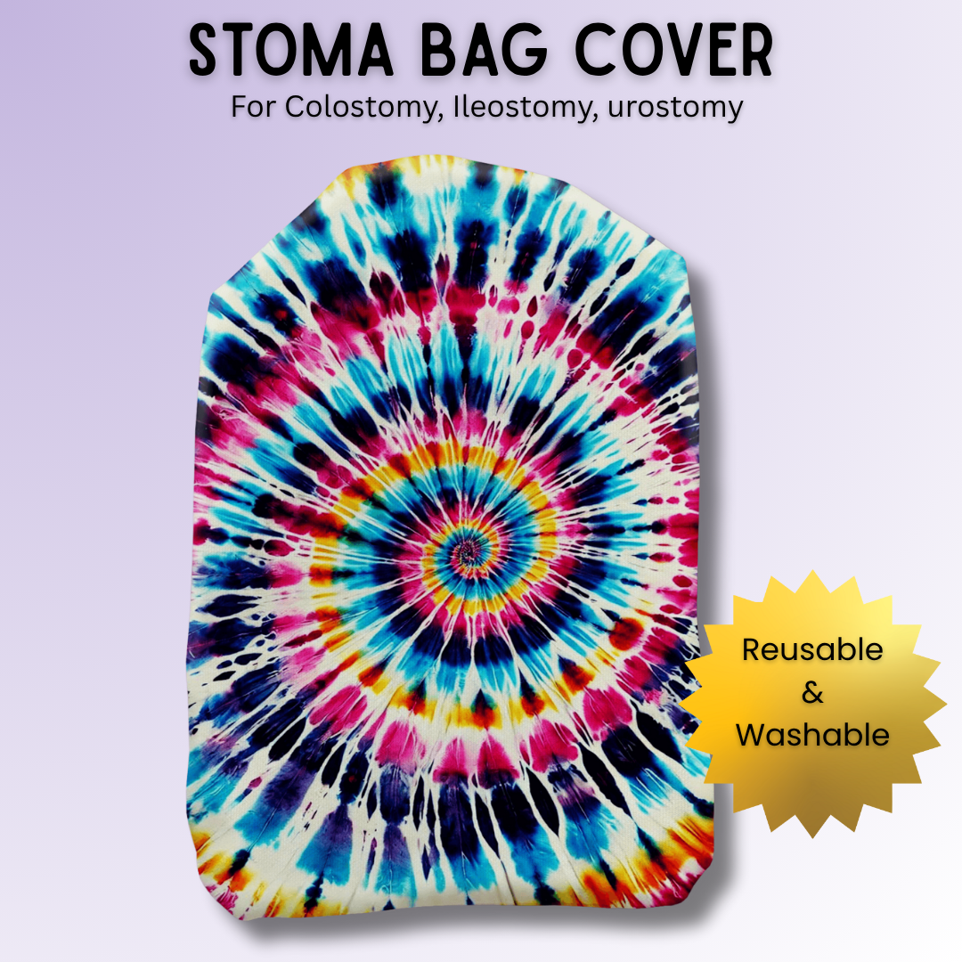 Pink, Yellow & Blue Tie-Dye Stoma Bag Cover