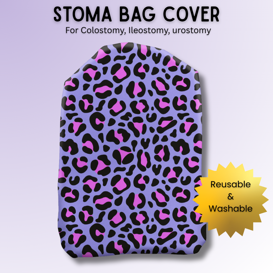 Purple & Pink Leopard Print Stoma Bag Cover