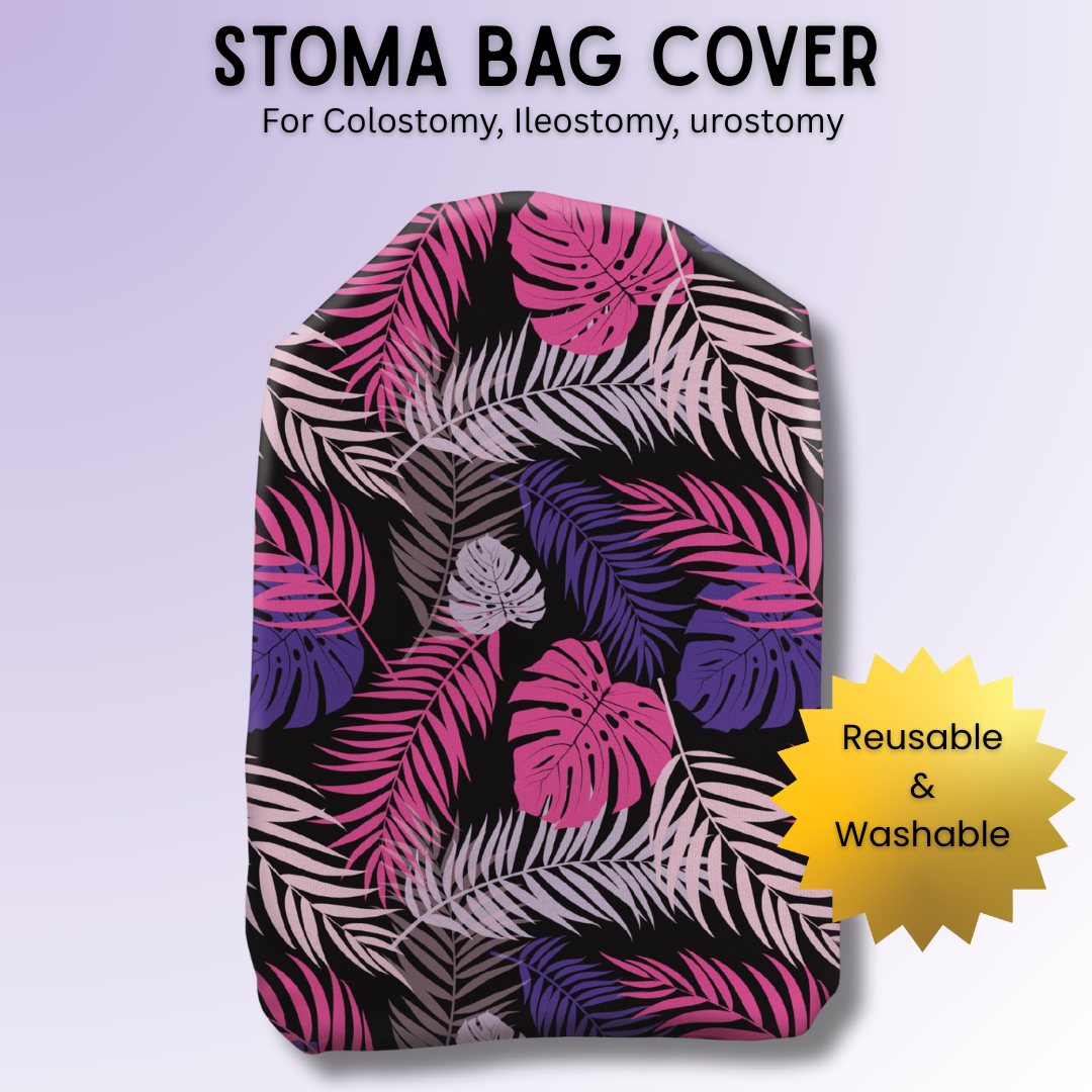 Tropical leaves Stoma Bag Cover