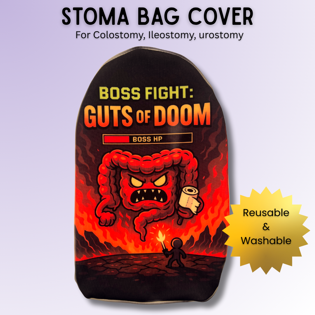 RPG Boss Fight Guts of Doom stoma bag cover for most colostomy, ileostomy & urostomy bags.