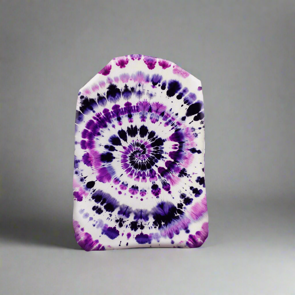 Purple & White Tie-Dye Swirl Stoma Bag Cover