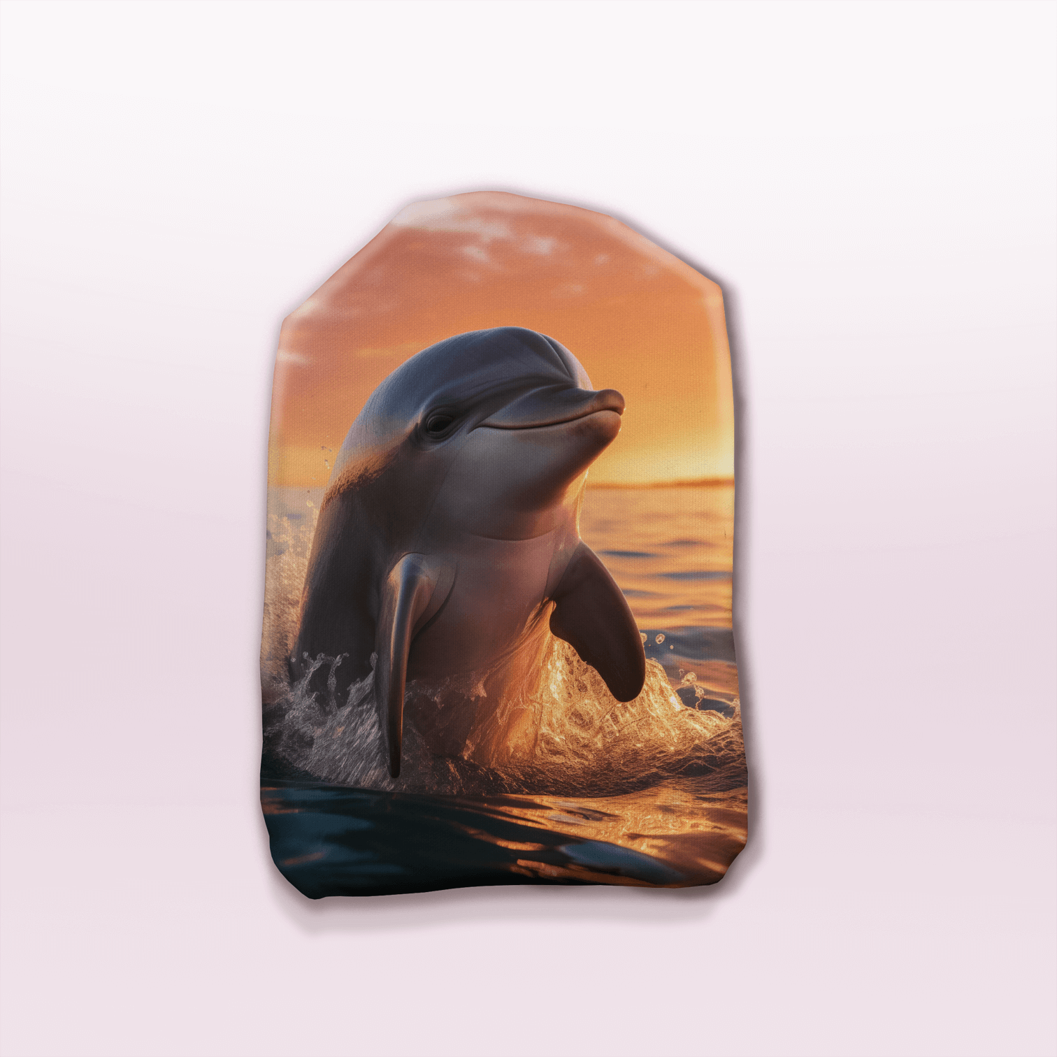 Beautiful sunset-themed stoma bag cover featuring a realistic animal swimming in golden light – tranquil outdoor style.