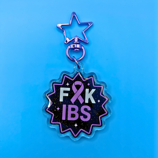 F*ck IBS Glitter Acrylic Keyring – IBS Awareness Keychain with Embedded Sparkle