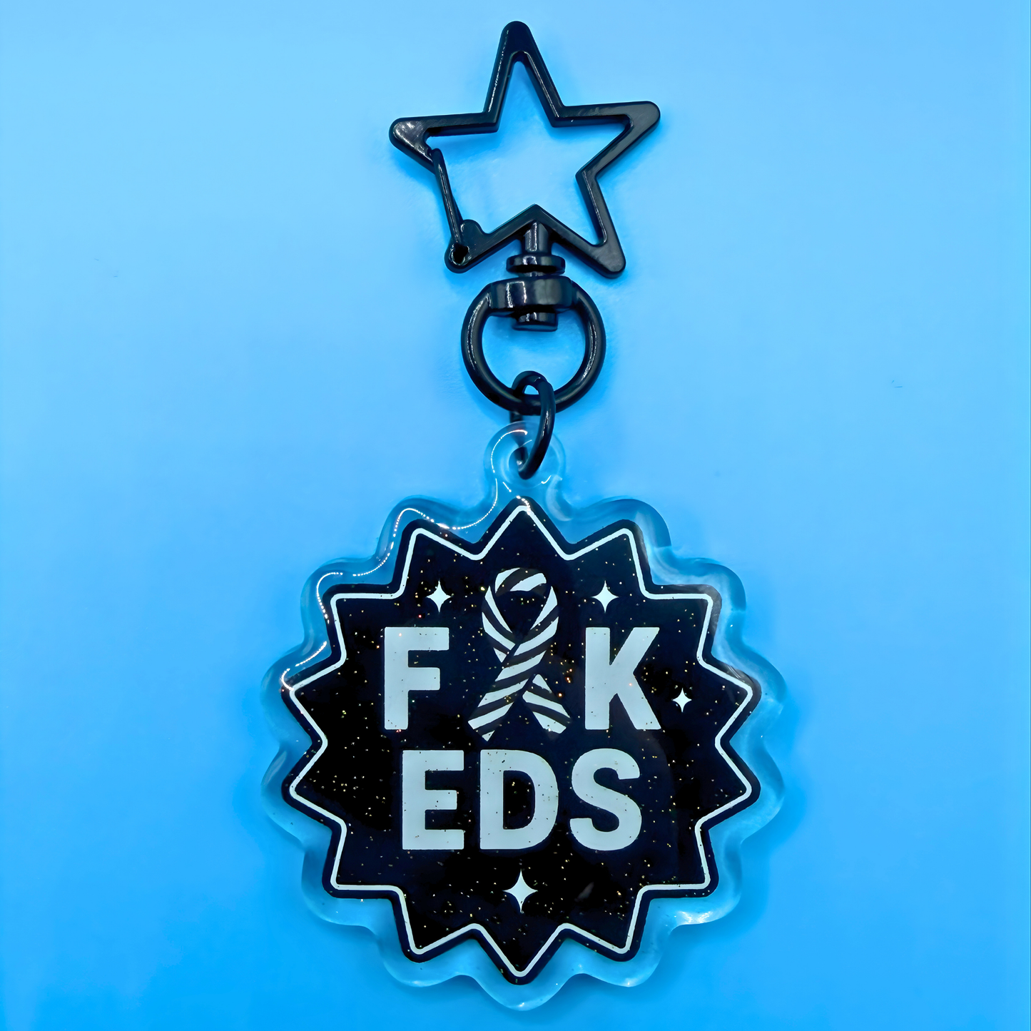 Portachiavi in Acrilico Glitter F*ck EDS – Portachiavi per la Consapevolezza della Sindrome di Ehlers-Danlos