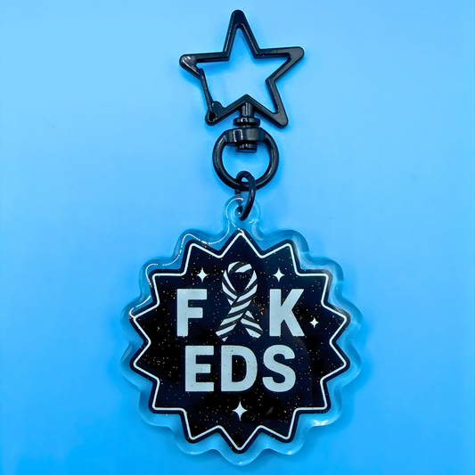 F*ck EDS Glitter Acrylic Keyring – Ehlers-Danlos Syndrome Awareness Keychain