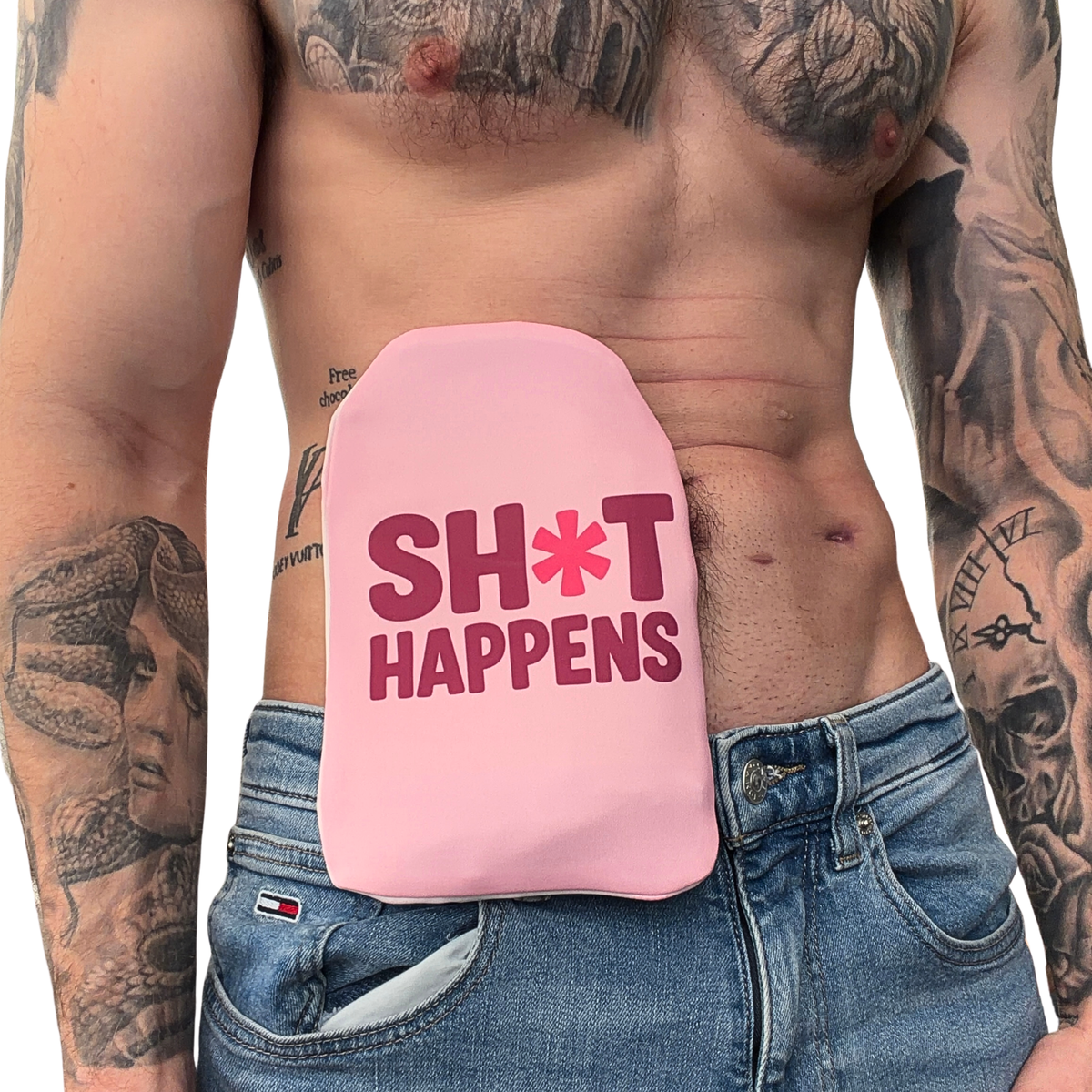 Cache-poche de stomie coussin péteur rose