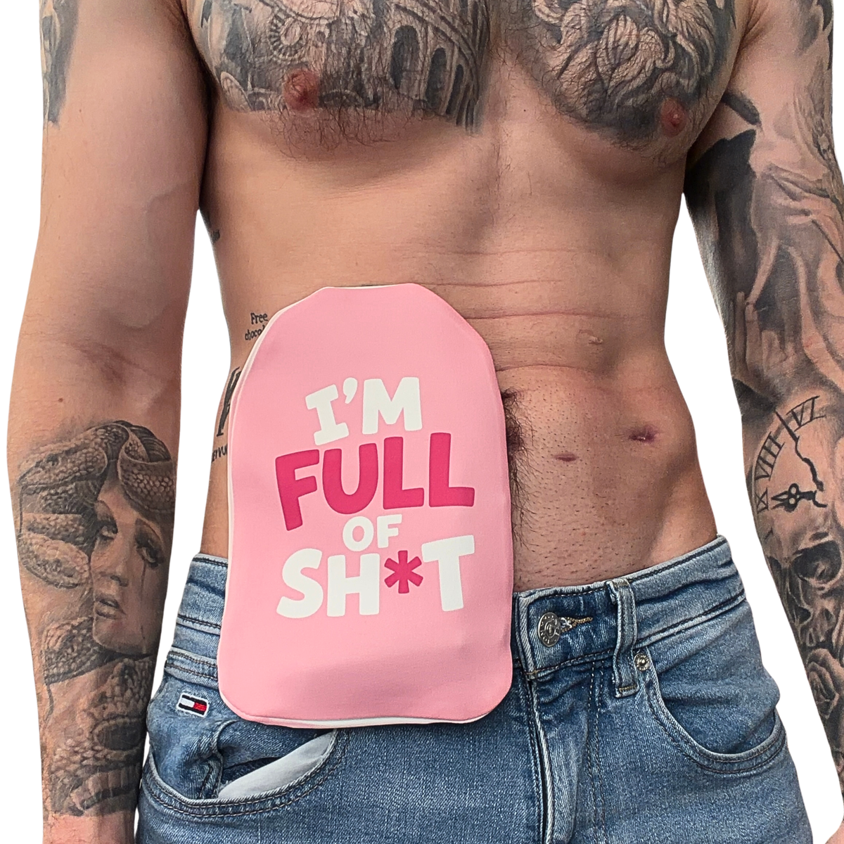 Cache-poche de stomie coussin péteur rose
