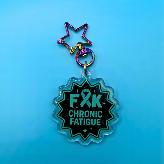 F*ck Chronic Fatigue Glitter Acrylic Keyring – Chronic Fatigue Awareness Keychain