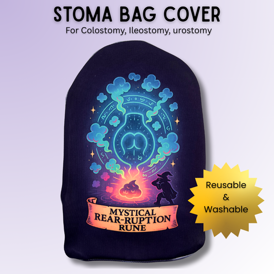 Fantasy rune magic funny stoma bag cover for most colostomy, ileostomy & urostomy bags.