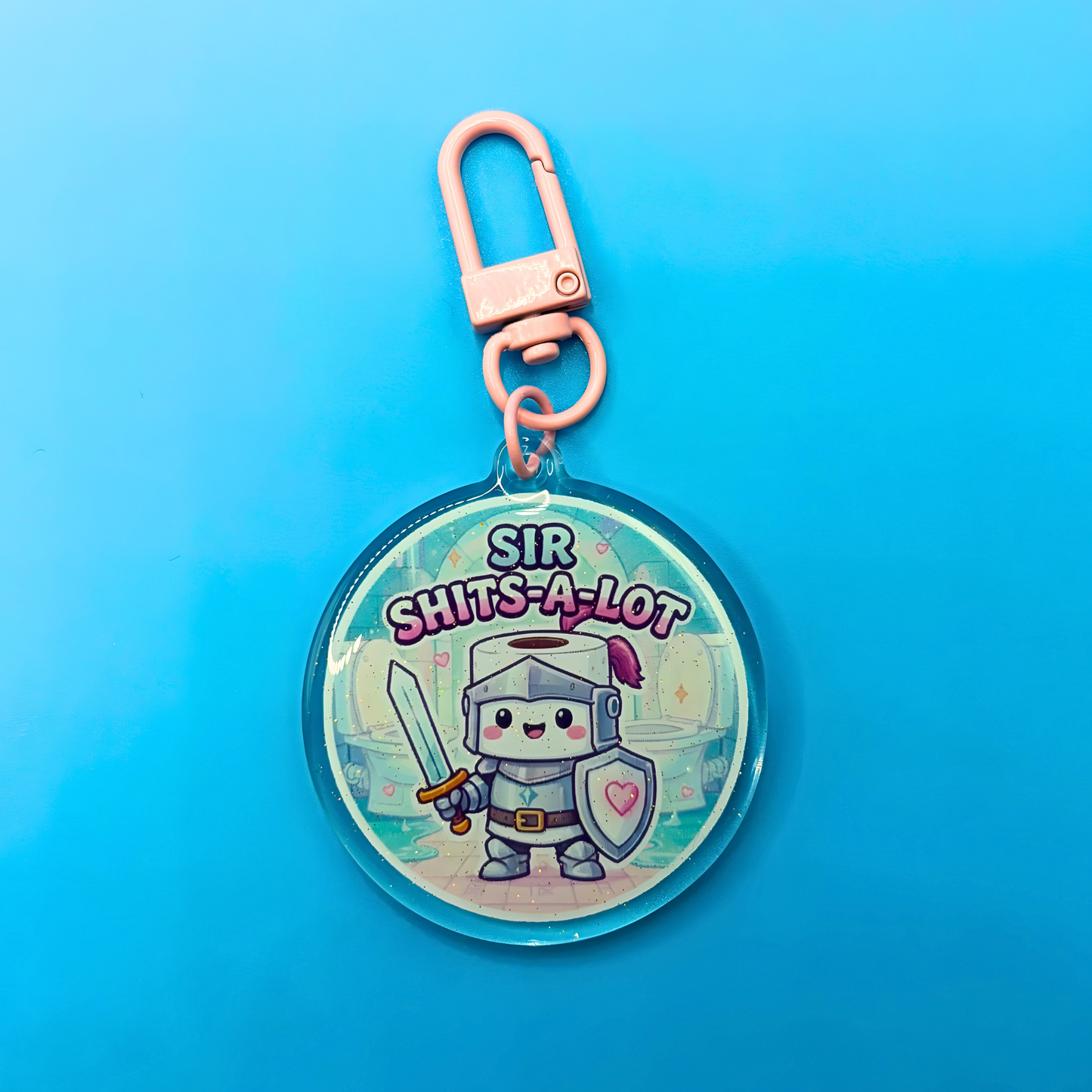 Sir Shits-A-Lot Glitter Acrylic Keyring – Funny Toilet Humour Keychain