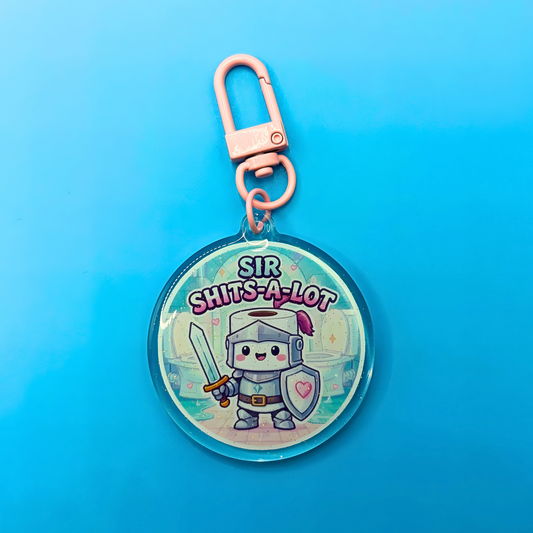Sir Shits-A-Lot Glitter Acrylic Keyring – Funny Toilet Humour Keychain