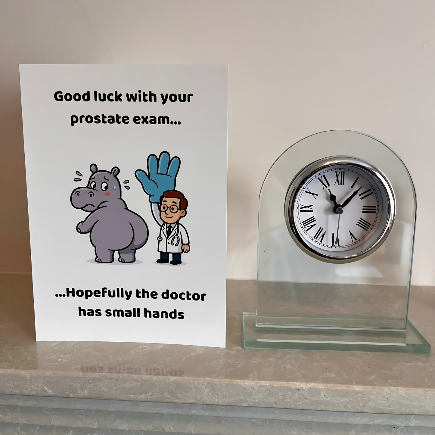 Funny Prostate Exam Card – “Good Luck… Hopefully the Doctor Has Small Hands” | Rude Medical Humour Greeting