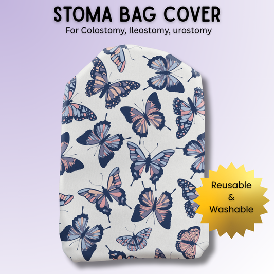 Pink, Purple & Blue Butterflies Stoma Bag Cover