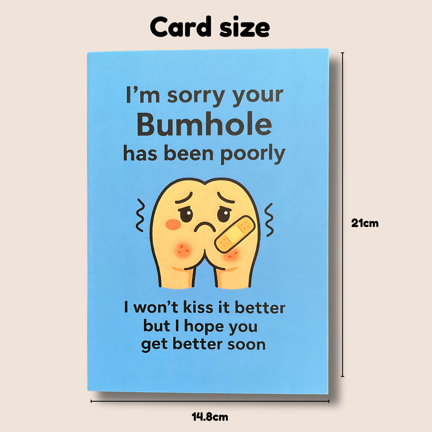 Funny Get Well Soon Card – “Sorry Your Bumhole Has Been Poorly” | Cheeky Recovery Card for Friends, Family & Colleagues