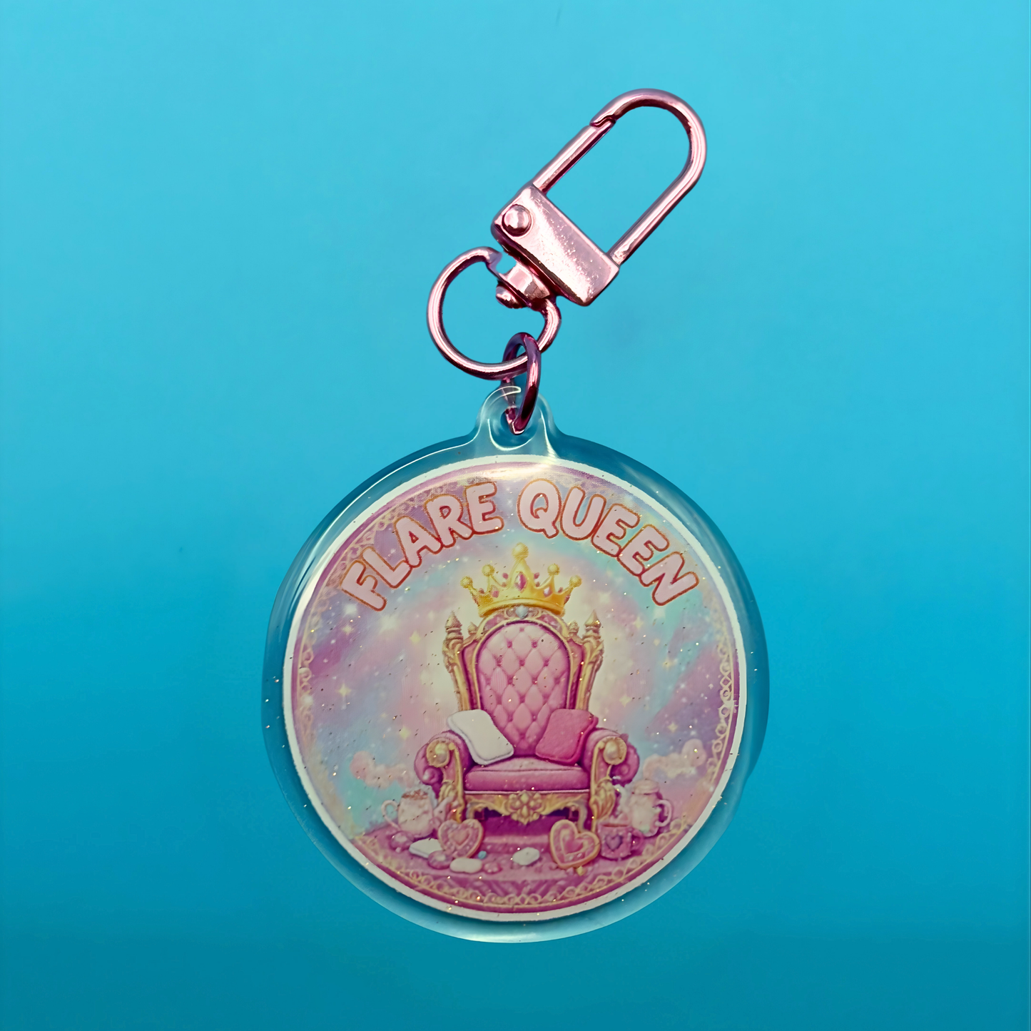 Flare Queen Glitter Acrylic Keyring – Chronic Illness Self Care Keychain