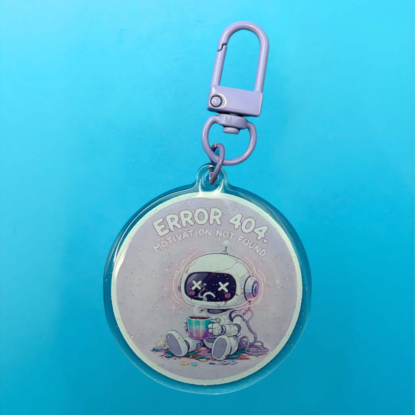 Error 404 Motivation Not Found Glitter Acrylic Keyring – Funny Burnout Keychain