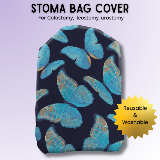 Bright Blue Butterflies Stoma Bag Cover