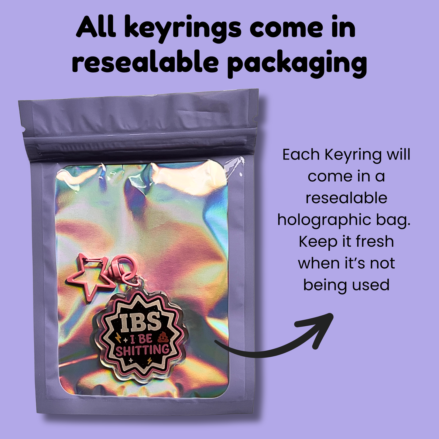 IBS “I Be Sh*tting” Funny Keyring – Pink Edition
