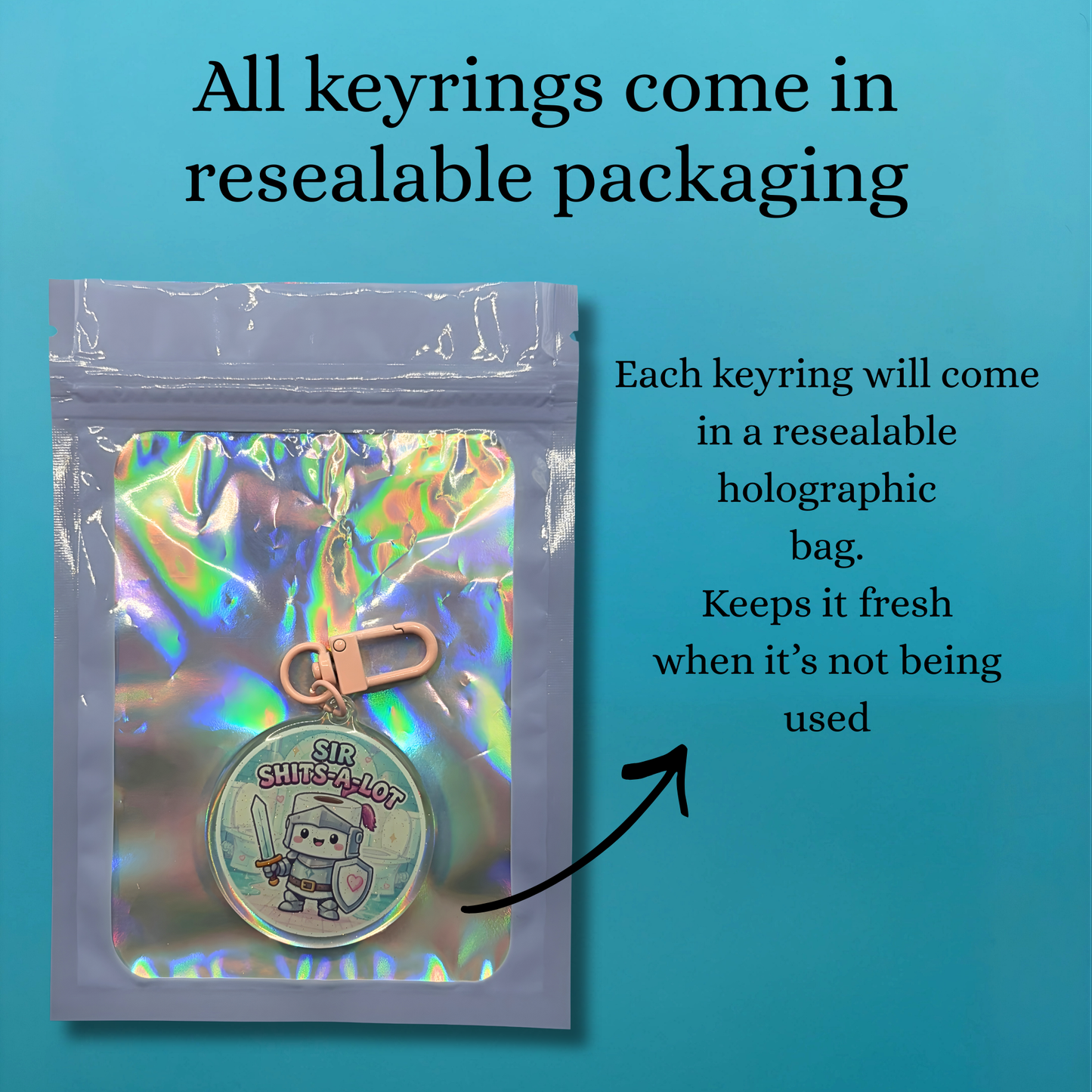 Sir Shits-A-Lot Glitter Acrylic Keyring – Funny Toilet Humour Keychain