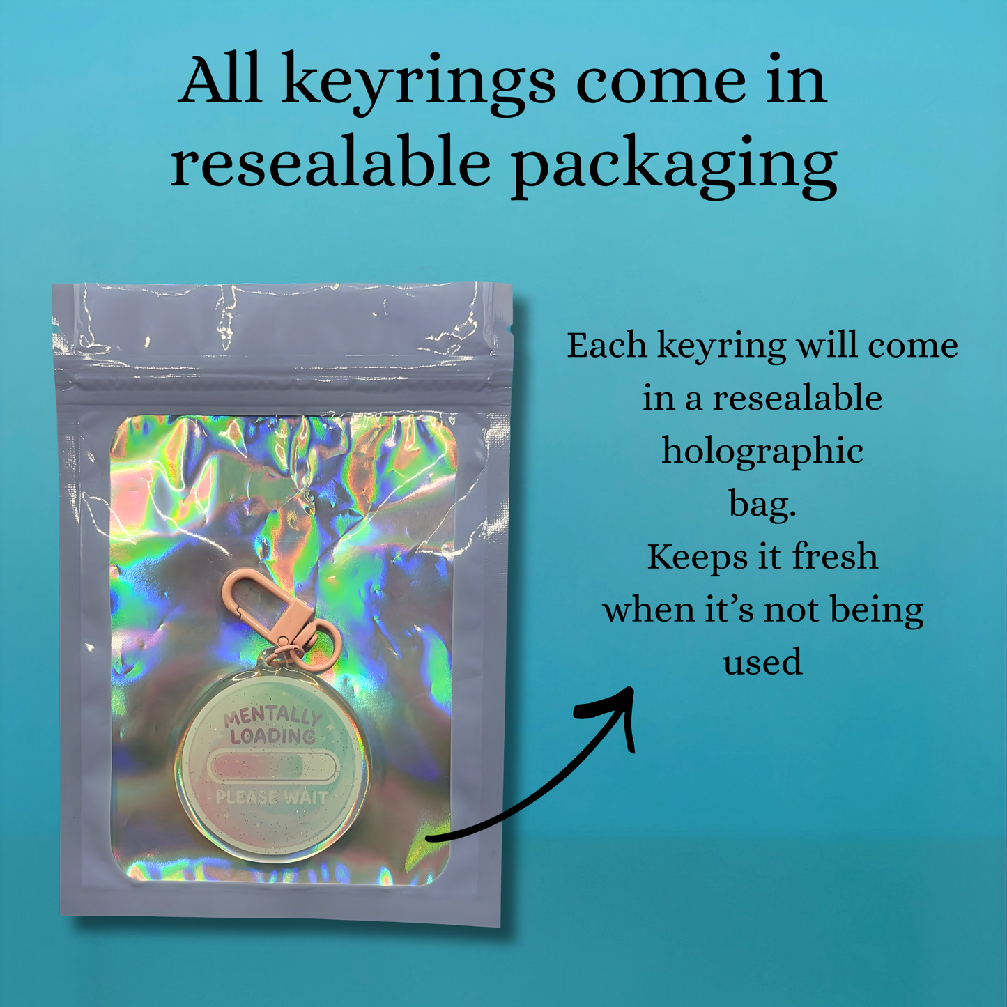 Mentally Loading Please Wait Glitter Acrylic Keyring – Mental Health Humour Keychain