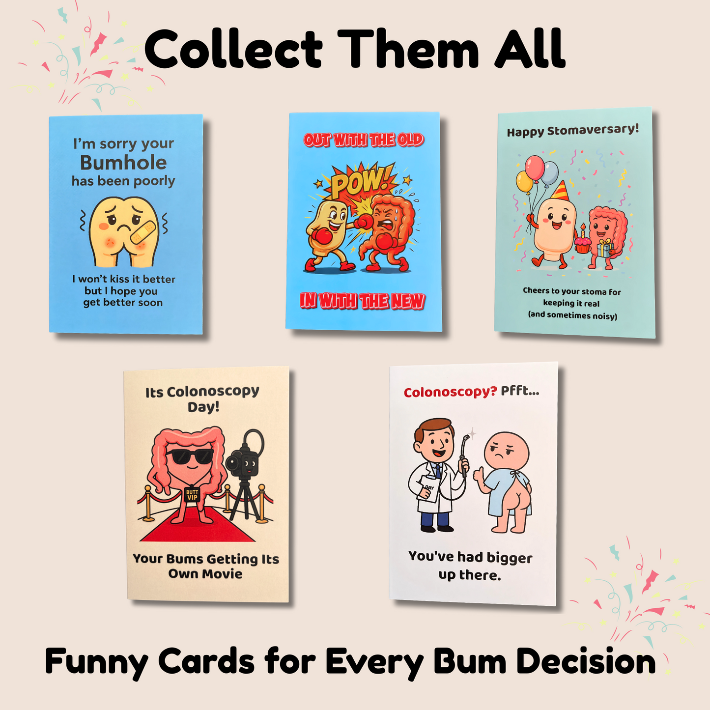 Funny Get Well Soon Card – “Sorry Your Bumhole Has Been Poorly” | Cheeky Recovery Card for Friends, Family & Colleagues