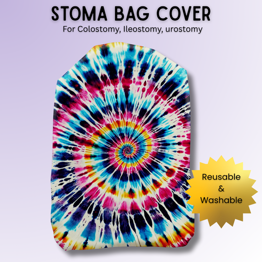 Pink, Yellow & Blue Tie-Dye Stoma Bag Cover