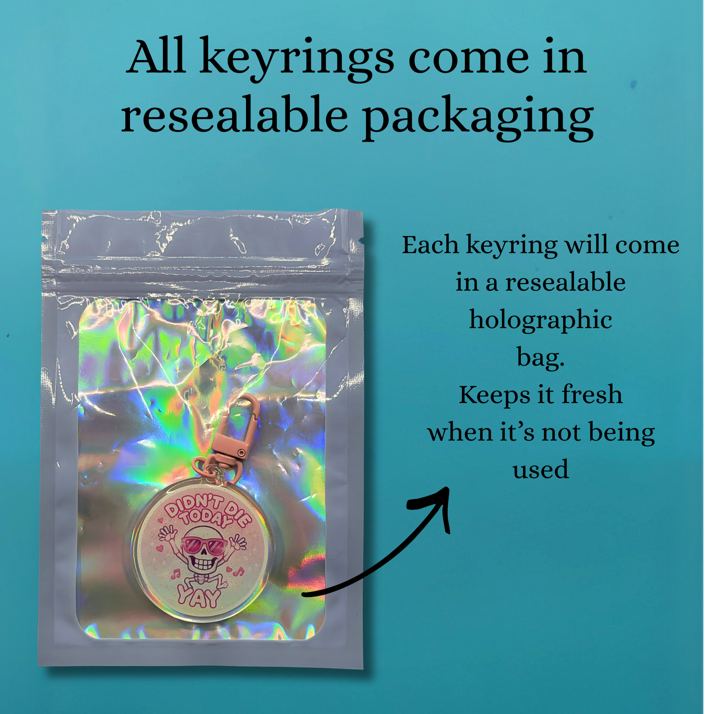 Didn’t Die Today Yay Glitter Acrylic Keyring – Funny Mental Health Keychain