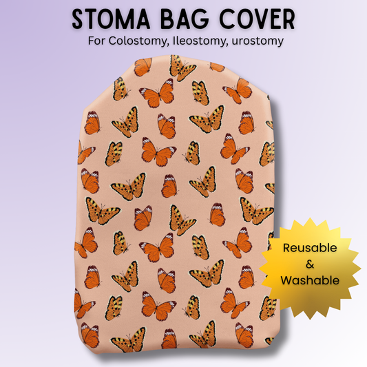 Orange Butterflies Stoma Bag Cover