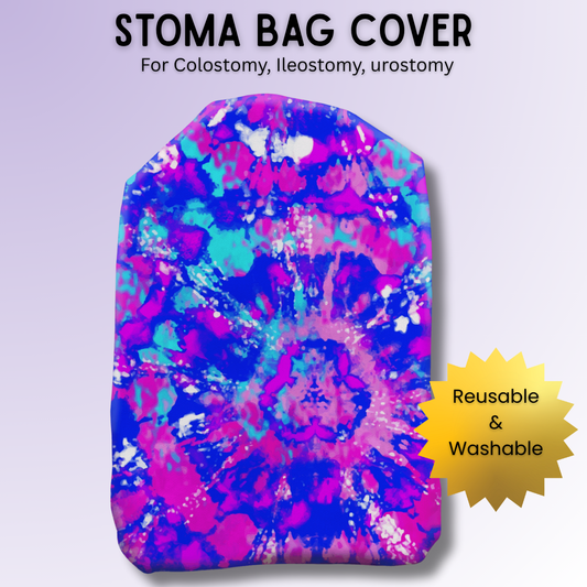Pink & Blue Tie-Dye Stoma Bag Cover