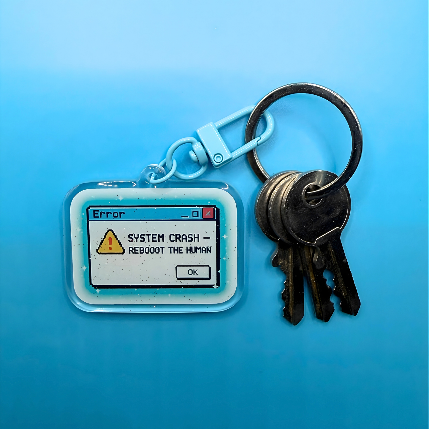 System Crash – Reboot the Human Glitter Acrylic Keyring | Chronic Illness Keychain