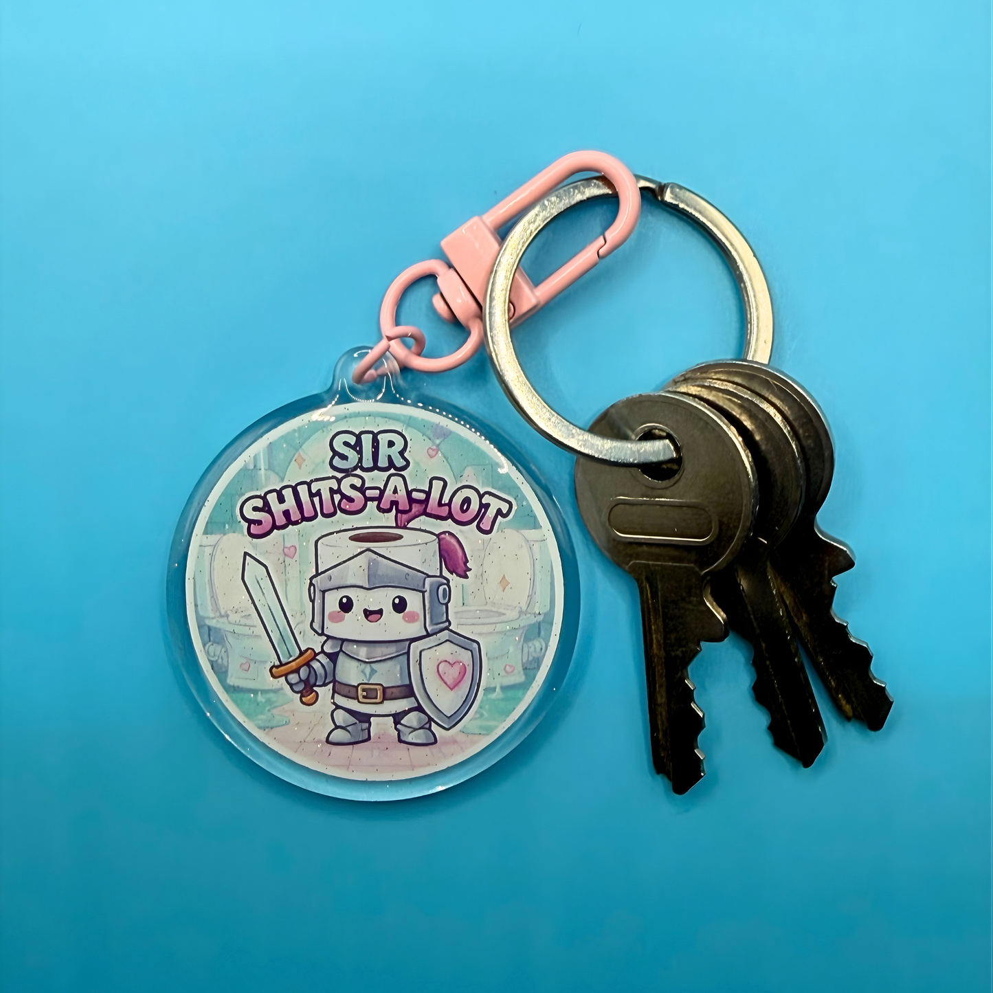 Sir Shits-A-Lot Glitter Acrylic Keyring – Funny Toilet Humour Keychain