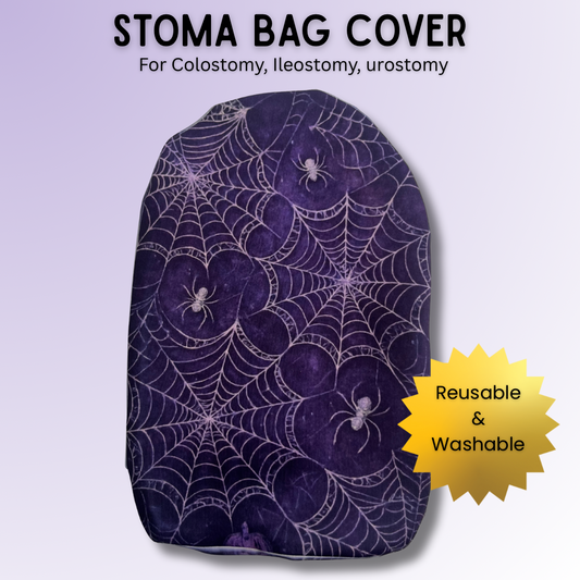 Purple Spiderweb Stoma Bag Cover