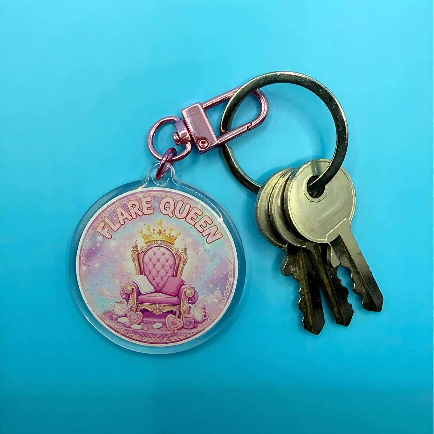 Flare Queen Glitter Acrylic Keyring – Chronic Illness Self Care Keychain