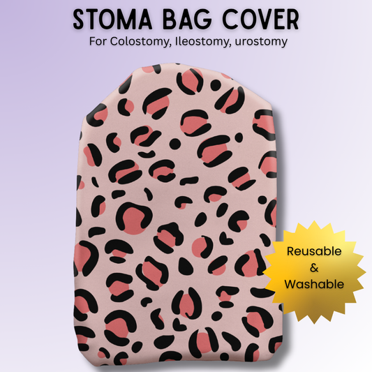 Pink Leopard Print Stoma Bag Cover