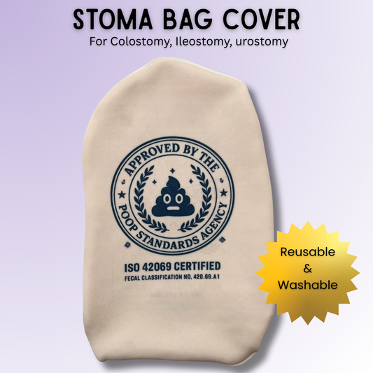 Official Poop Standards Agency funny stoma bag cover for most colostomy, ileostomy & urostomy bags.
