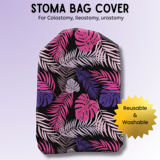 Tropical leaves Stoma Bag Cover