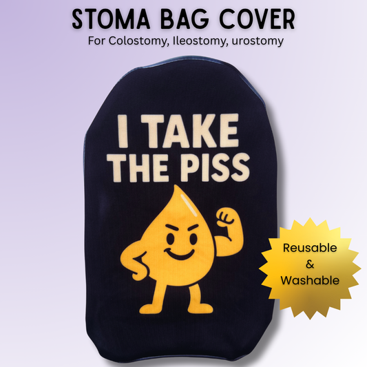 Cheeky I Take The Piss stoma bag cover for most colostomy, ileostomy & urostomy bags.