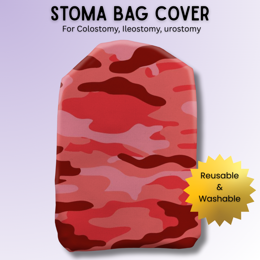 Blood Red Camouflage Stoma Bag Cover