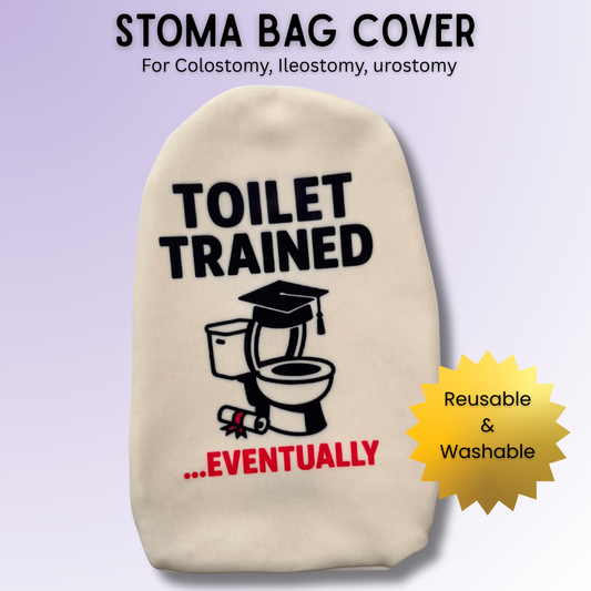 Graduation toilet design stoma bag cover for most colostomy, ileostomy & urostomy bags – Toilet Trained Eventually.