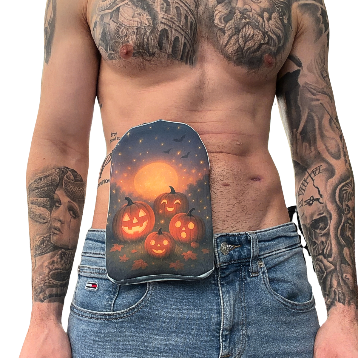 Cache-poche de stomie motif citrouille